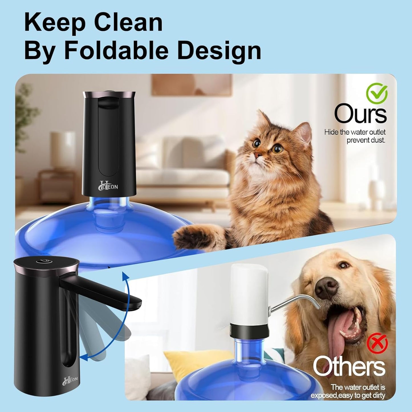 Hoteon Foldable Water Dispenser Pump, Automatic Rechargeable