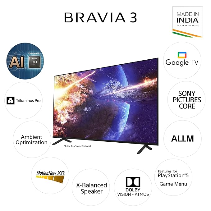 Sony BRAVIA 3 Series 139 cm (55 inches) 4K Ultra HD AI Smart LED Google TV K-55S30B