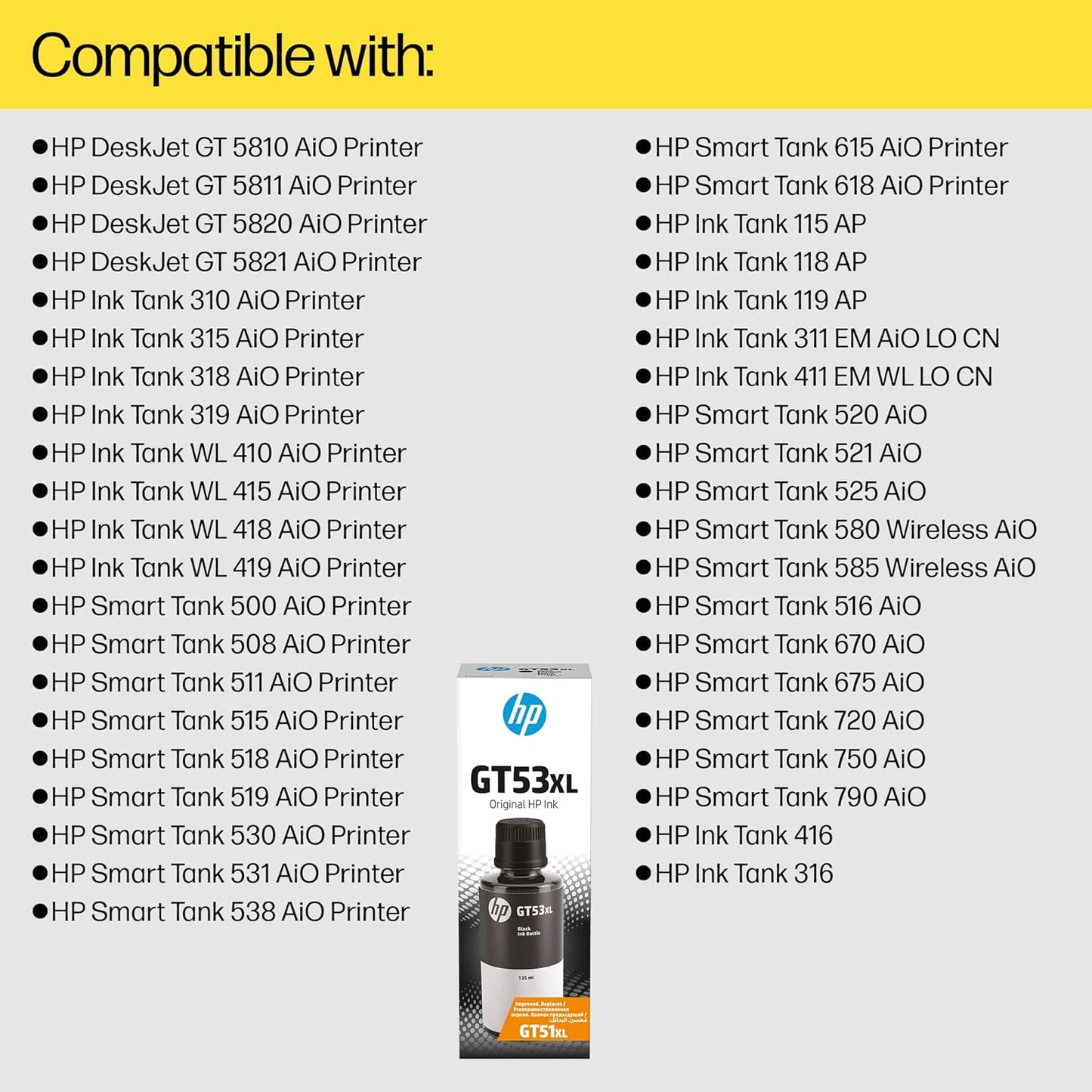 HP GT53XL 135-ML Black Original Ink Bottle