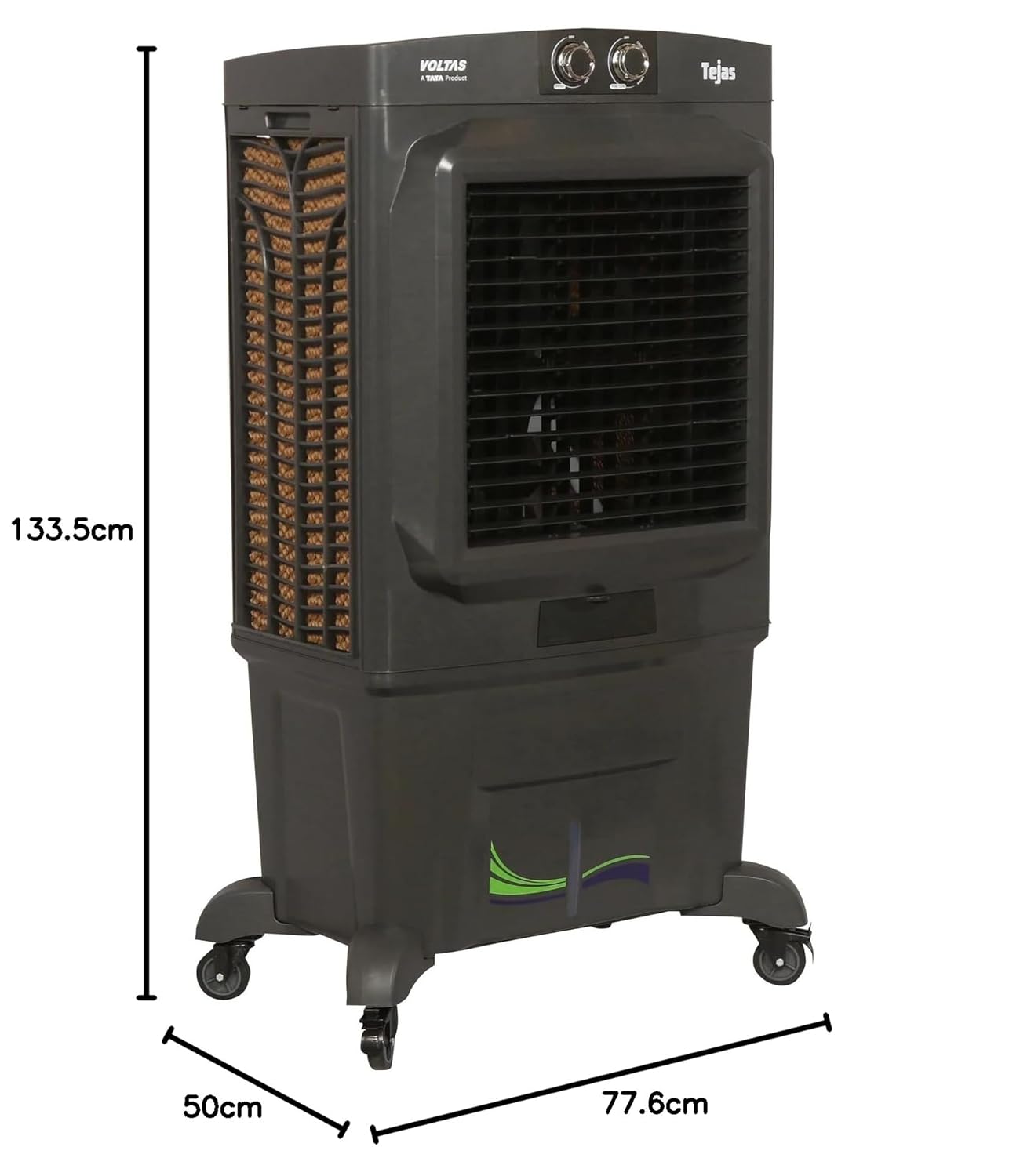 Voltas Tejas Desert Air Cooler, 85 Litre Capacity, Portable with Wheels