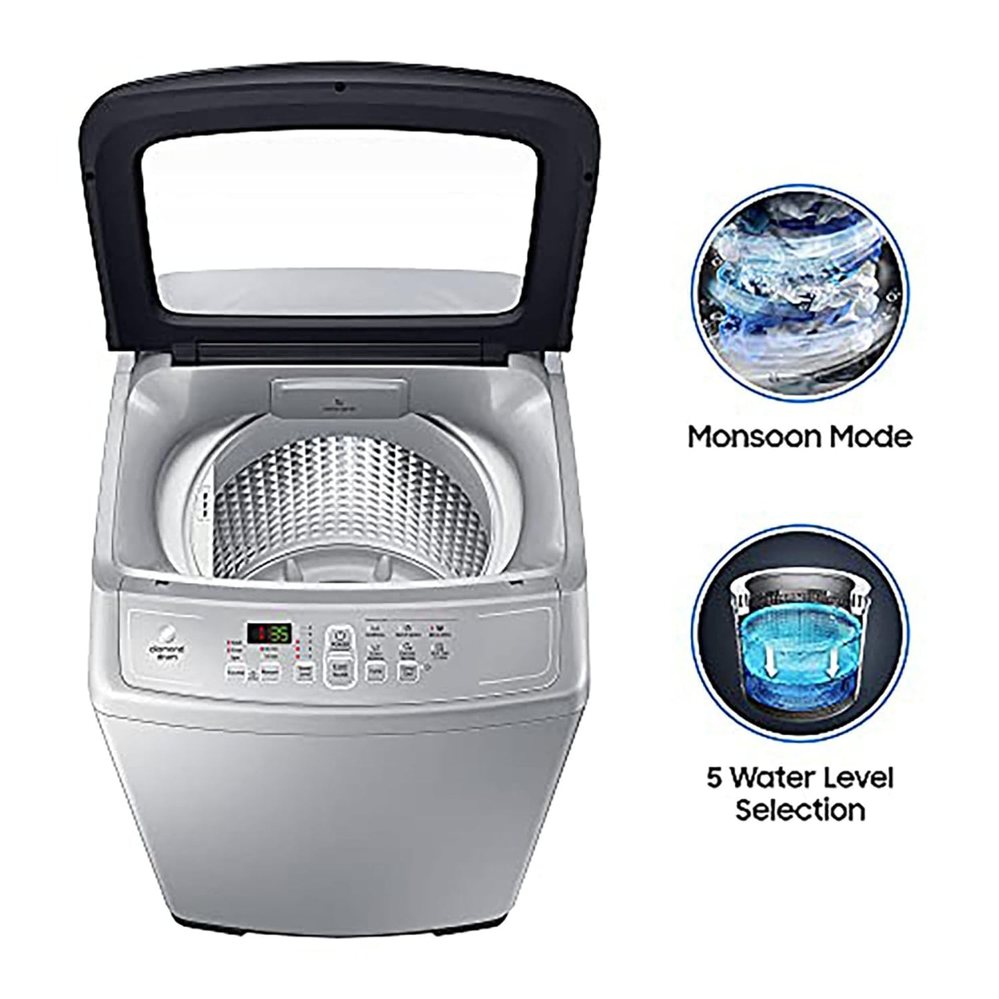 Samsung 7 kg, Fully-Automatic Top Load Washing Machine with Diamond Drum (WA70A4002GS/TL)