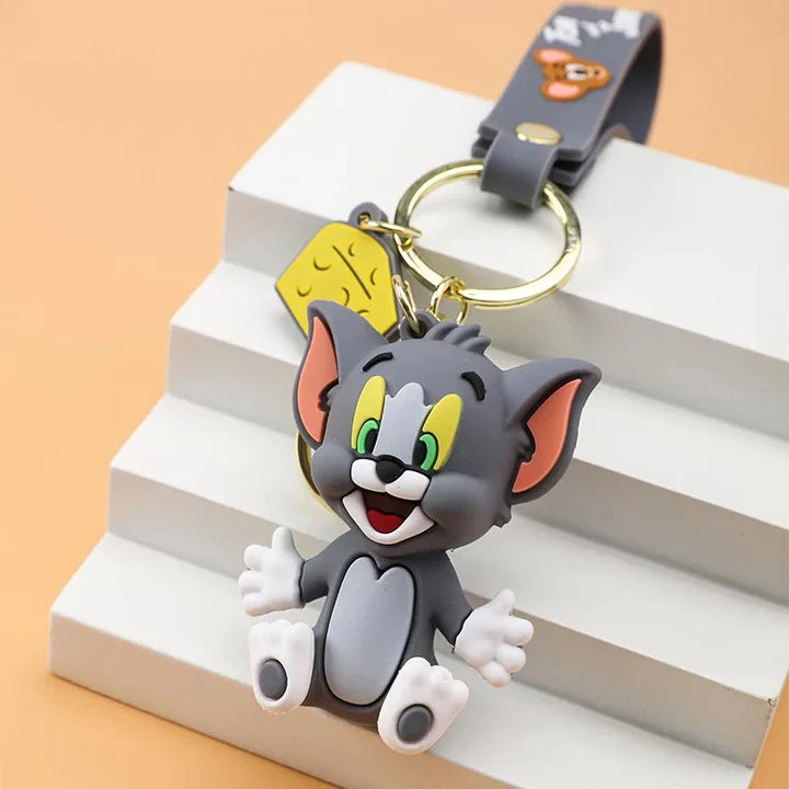 Epaal Anime Cartoon Tom & Jerry (SET of 2) 3D Silicone Keychain, Anime Keychain, Anime Toys, Tom and Jerry Figures (2 pcs)