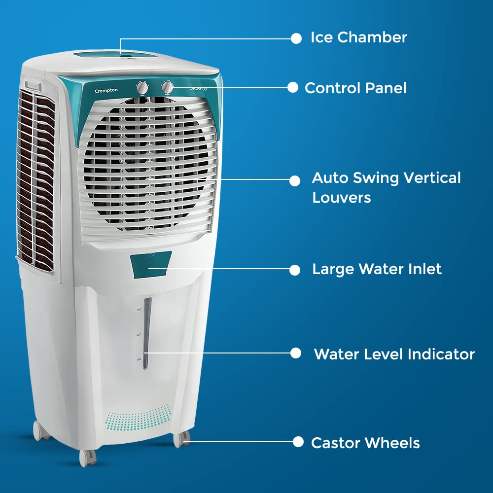 Crompton Ozone 55/75/88 Litres Desert Air Cooler for home | Large & Easy Clean Ice Chamber