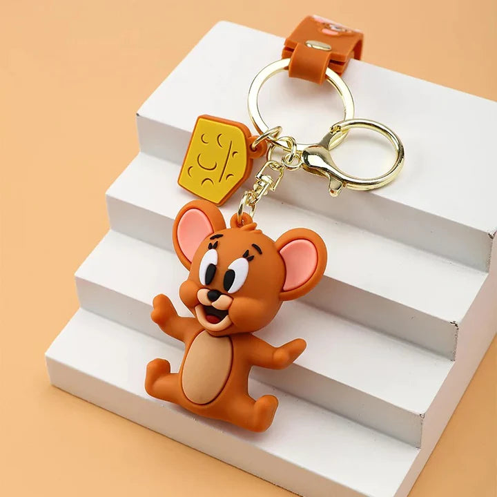 Epaal Anime Cartoon Tom & Jerry (SET of 2) 3D Silicone Keychain, Anime Keychain, Anime Toys, Tom and Jerry Figures (2 pcs)