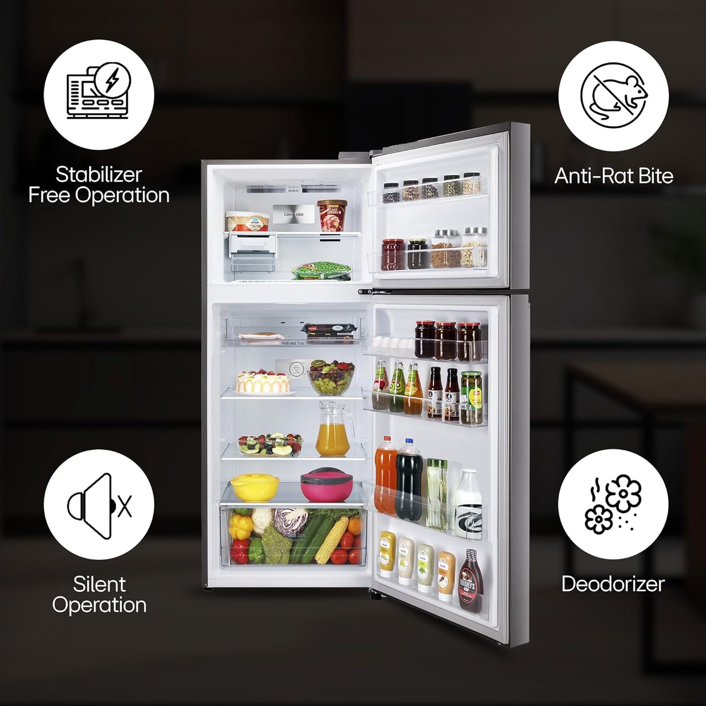 LG 380 L 3 Star Frost-Free Smart Inverter Double Door Refrigerator (GL-S412SPZX, Shiny Steel, Convertible with Express Freeze)