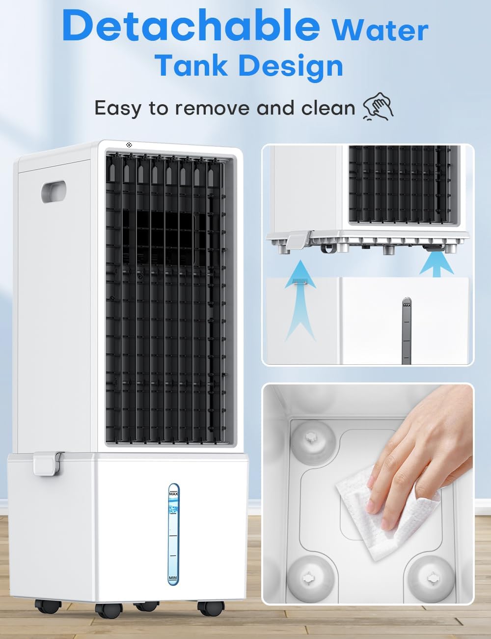 Hifresh 76R - 4-In-1 12L Air Cooler Fan with 2 Ice Packs, 4 Modes, 90° Oscillation, 12H Timer