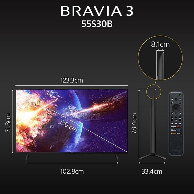 Sony BRAVIA 3 Series 139 cm (55 inches) 4K Ultra HD AI Smart LED Google TV K-55S30B