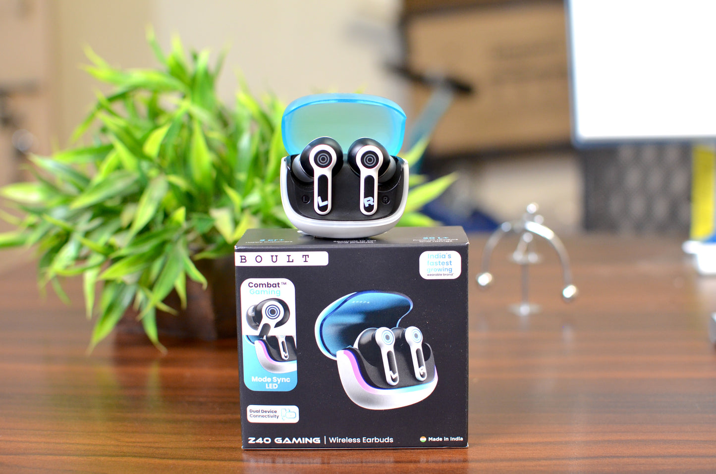 Boult Audio Z40 Gaming in Ear Earbuds with 60H Playtime, Dual Device Pairing, Built-in App Support, 40ms Ultra Low Latency, Quad Mic ENC, RGB LEDs, Bluetooth 5.4, IPX5 Ear buds TWS (Electric White)