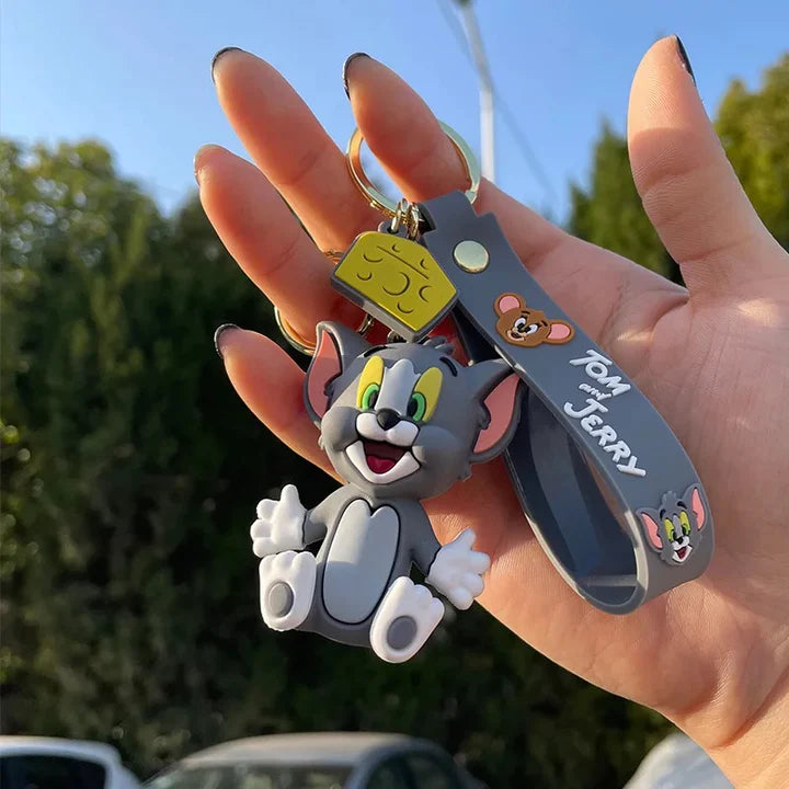 Epaal Anime Cartoon Tom & Jerry (SET of 2) 3D Silicone Keychain, Anime Keychain, Anime Toys, Tom and Jerry Figures (2 pcs)