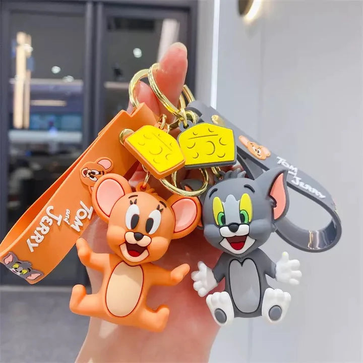 Epaal Anime Cartoon Tom & Jerry (SET of 2) 3D Silicone Keychain, Anime Keychain, Anime Toys, Tom and Jerry Figures (2 pcs)