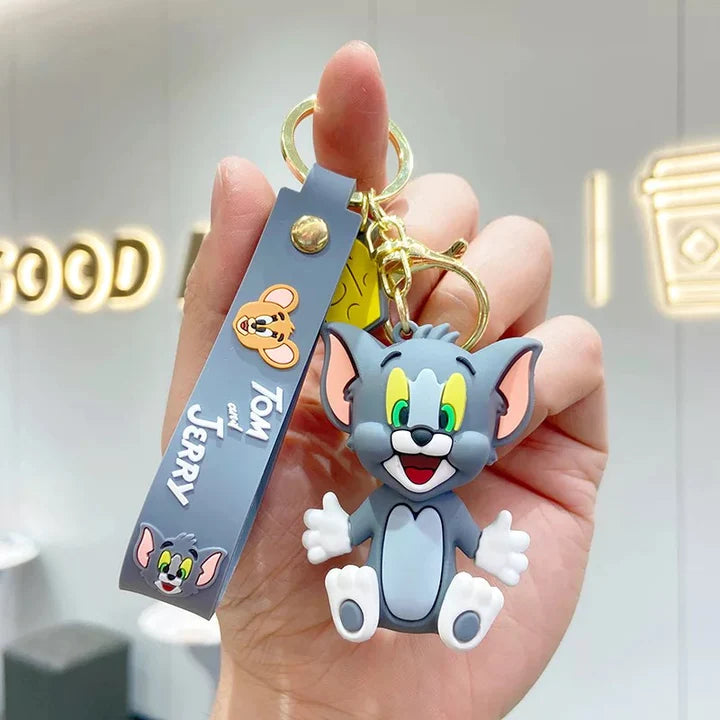 Epaal Anime Cartoon Tom & Jerry (SET of 2) 3D Silicone Keychain, Anime Keychain, Anime Toys, Tom and Jerry Figures (2 pcs)