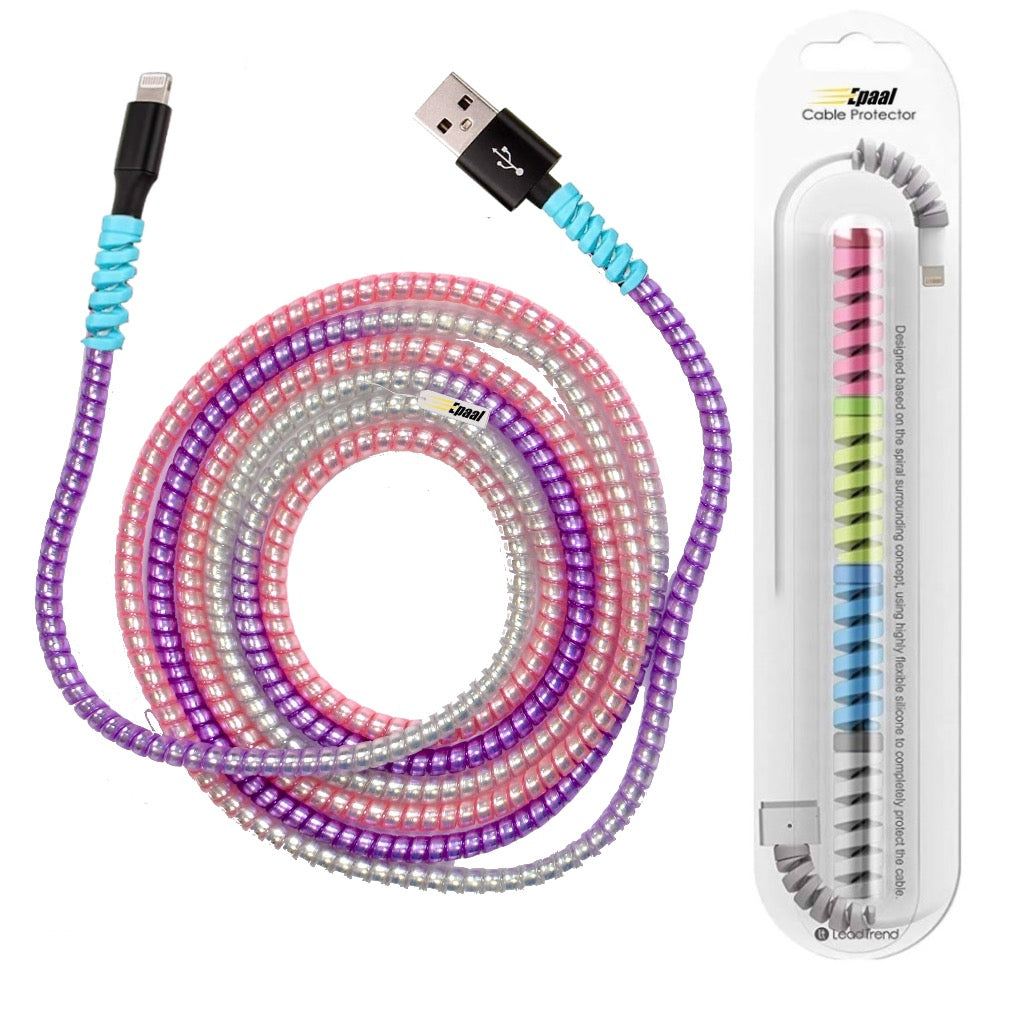 Epaal Combo Port Protector Sleeve (4pcs) with Metallic Spiral 1.6 Meter (1pc) Winder Full Cable Protector (Multicolor)