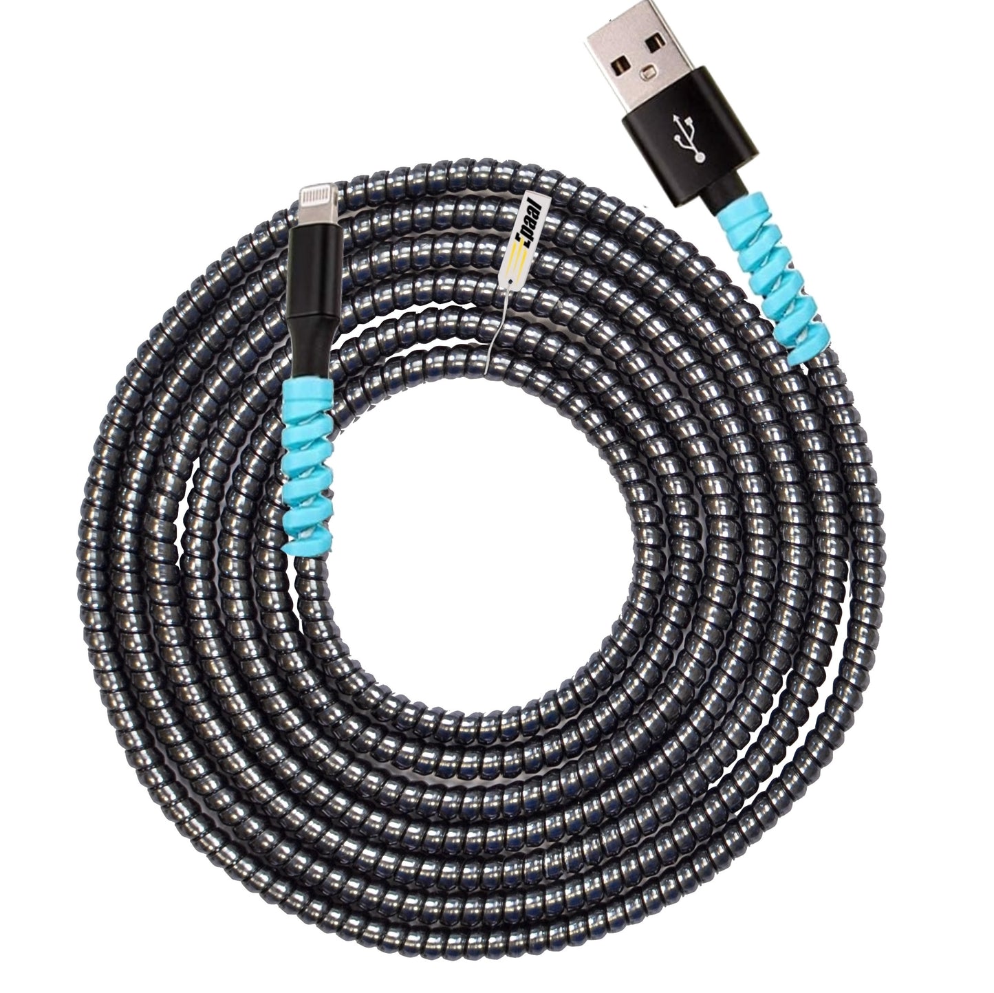 Epaal Combo Port Protector Sleeve (4pcs) with Metallic Spiral 1.6 Meter (1pc) Winder Full Cable Protector (Black)