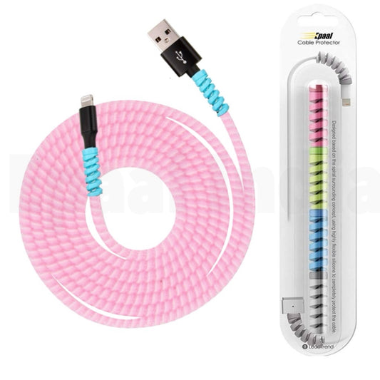 Epaal Combo Port Protector Sleeve (4pcs) with Spiral 1.6 Meter (1pc) Winder Full Cable Protector (Pink)