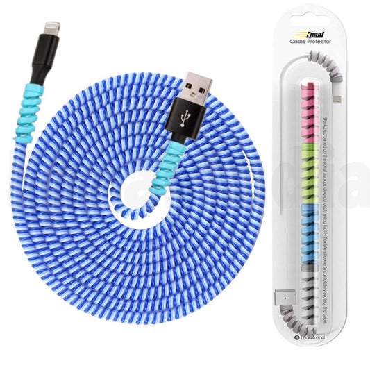 Epaal Combo Port Protector Sleeve (4pcs) with Spiral 1.6 Meter (1pc) Winder Full Cable Protector (Blue)