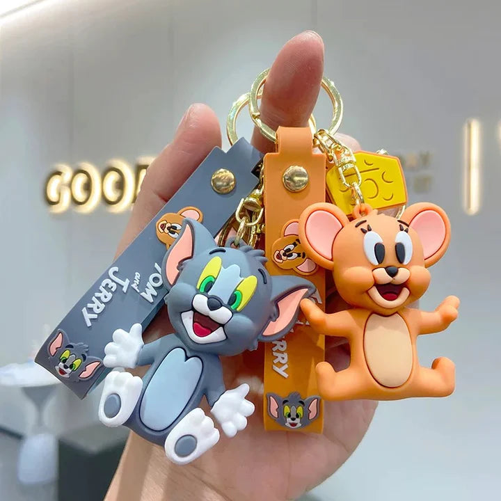 Epaal Anime Cartoon Tom & Jerry (SET of 2) 3D Silicone Keychain, Anime Keychain, Anime Toys, Tom and Jerry Figures (2 pcs)