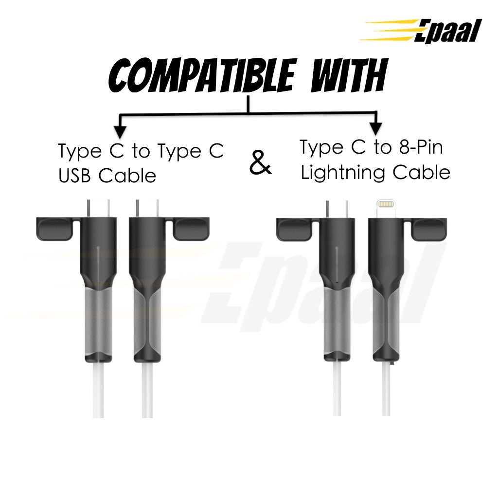 Epaal 2 pcs Cable End Protector Compatible with Type-C and Lightning Charger Cable (Type C to Type C and Type C to lightening both) Protective Dust Waterproof with Cap