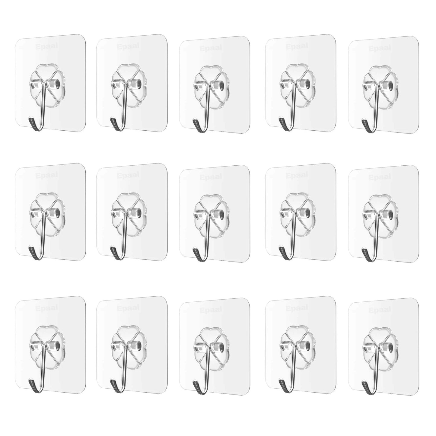 Epaal Hooks for Wall / Bathroom NO Drilling, Waterproof Stick on Adhesive Stronger Plastic Wall Hooks Hangers for Hanging Robe, Coat, Towel, Keys, Bags, Lights, Calendars