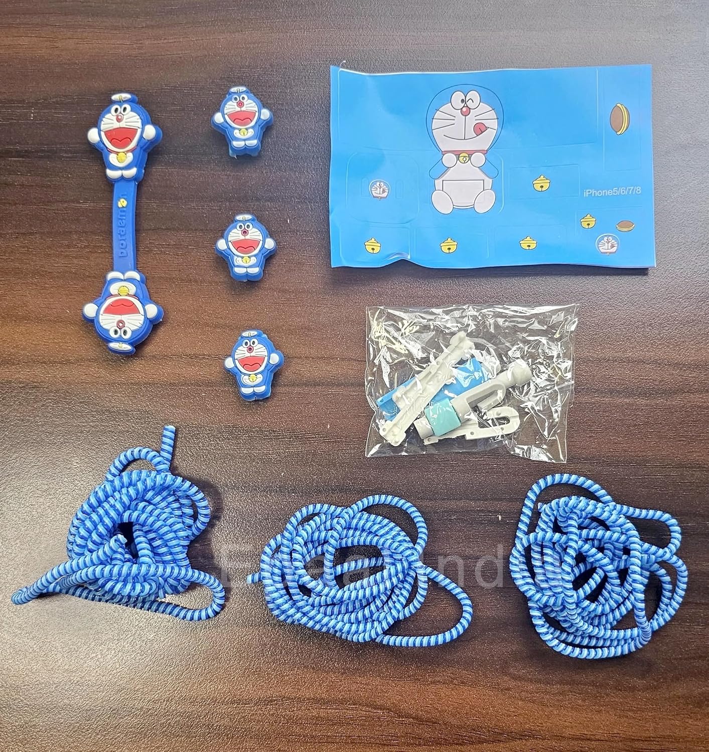 Epaal 8-in-1 Set of Spiral USB and Earphone Cable Protectors Winder, Sticker, Clips, Organizer Clip