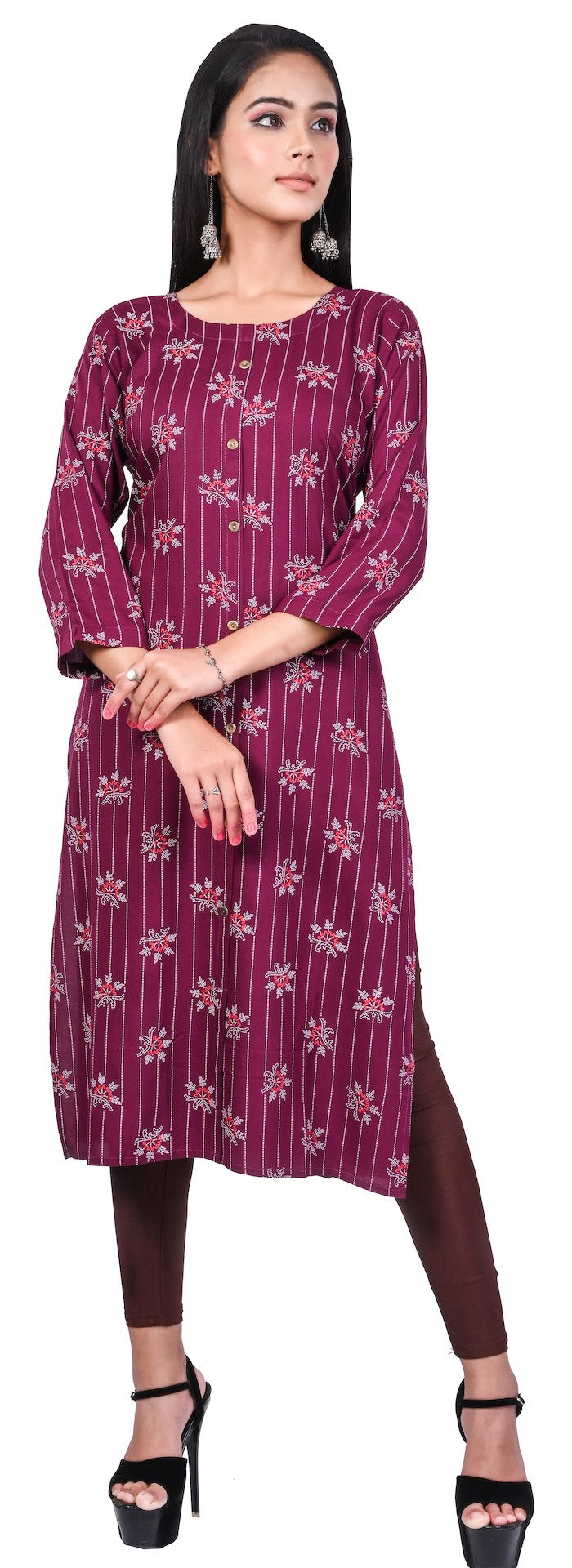 J'TTON Rayon Long Straight Kurti (Ankita 51)