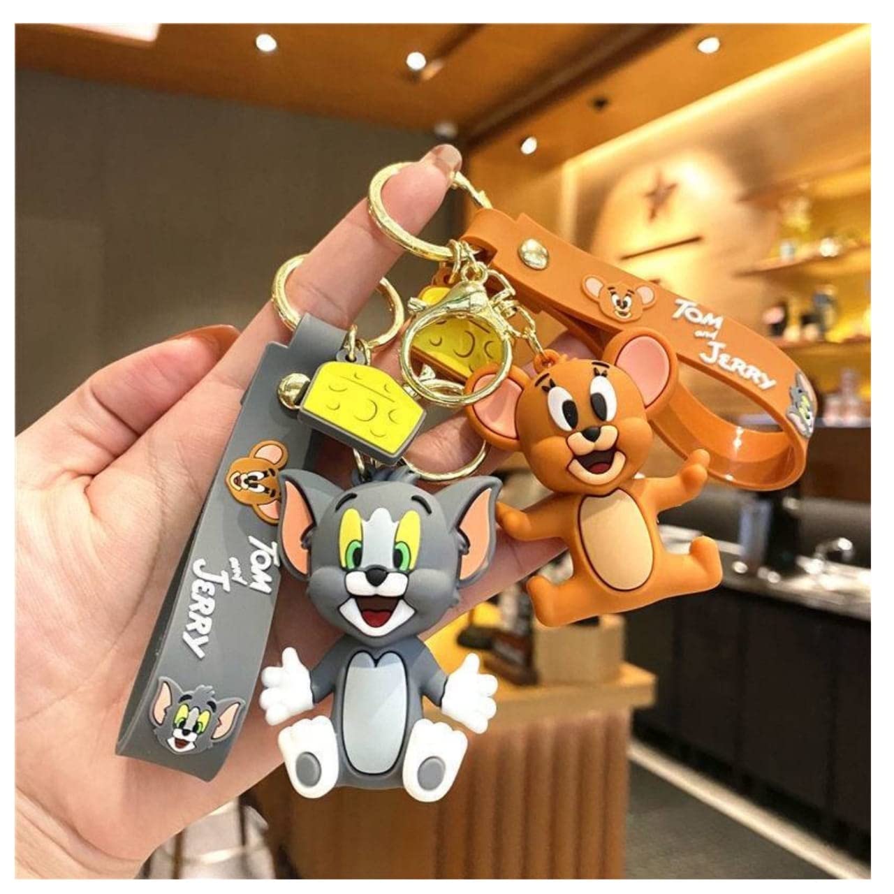 Epaal Anime Cartoon Tom & Jerry (SET of 2) 3D Silicone Keychain, Anime Keychain, Anime Toys, Tom and Jerry Figures (2 pcs)