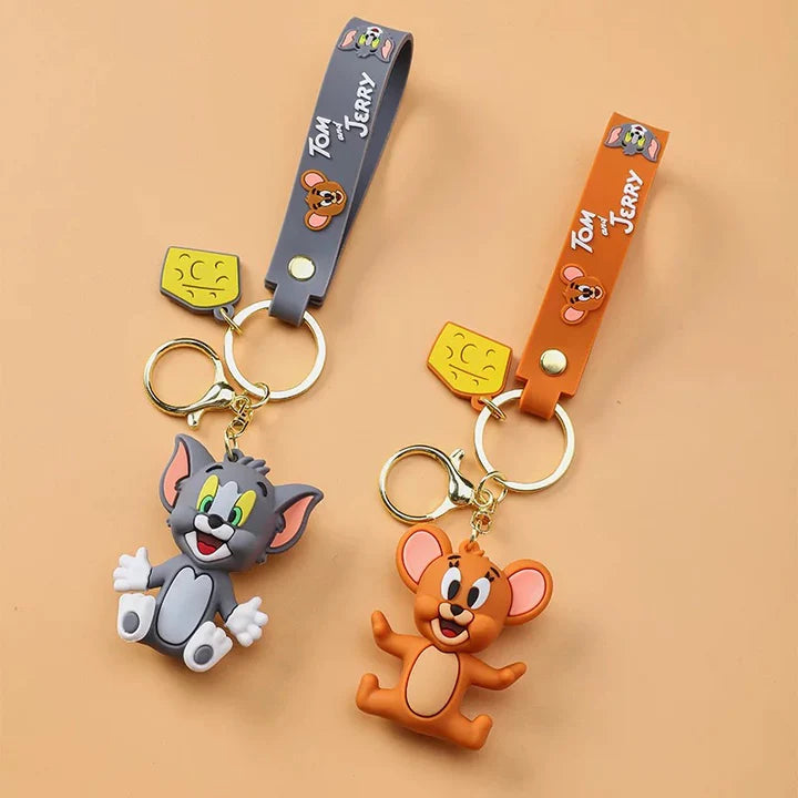 Epaal Anime Cartoon Tom & Jerry (SET of 2) 3D Silicone Keychain, Anime Keychain, Anime Toys, Tom and Jerry Figures (2 pcs)