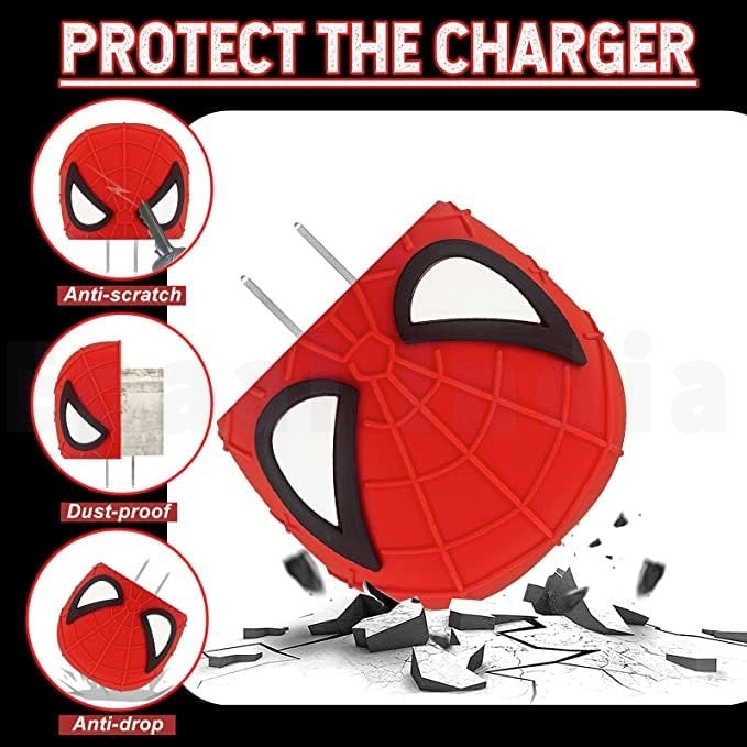 Epaal 4 pcs Cartoon 3D Design Protective Case for 18W 20W iPhone 15 14 13 12 11 Pro Max Fast Charging Cable Adapter Charger with Lightning Data Cable Case for iPhone Charger