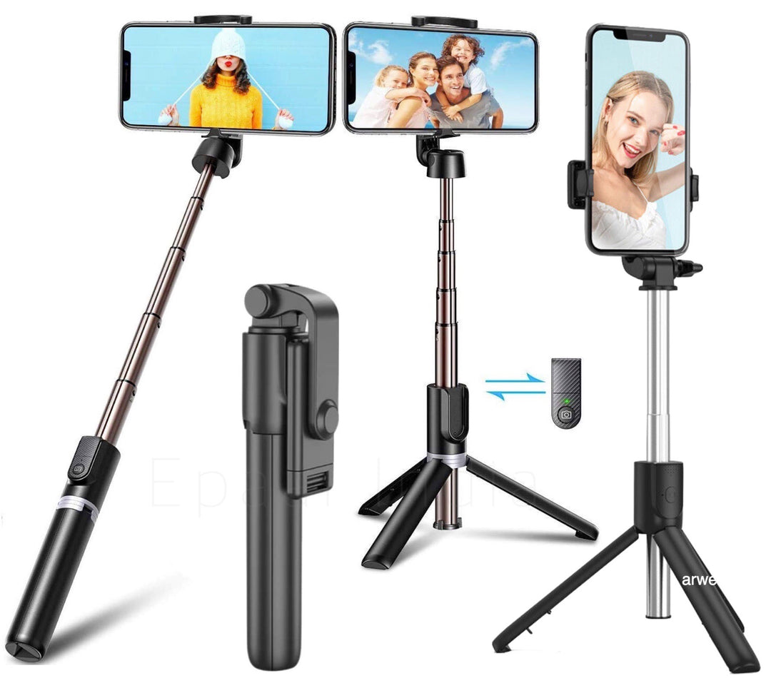 Epaal EPLR1B Selfie Stick with Tripod, Bluetooth Extendable, 3-in-1