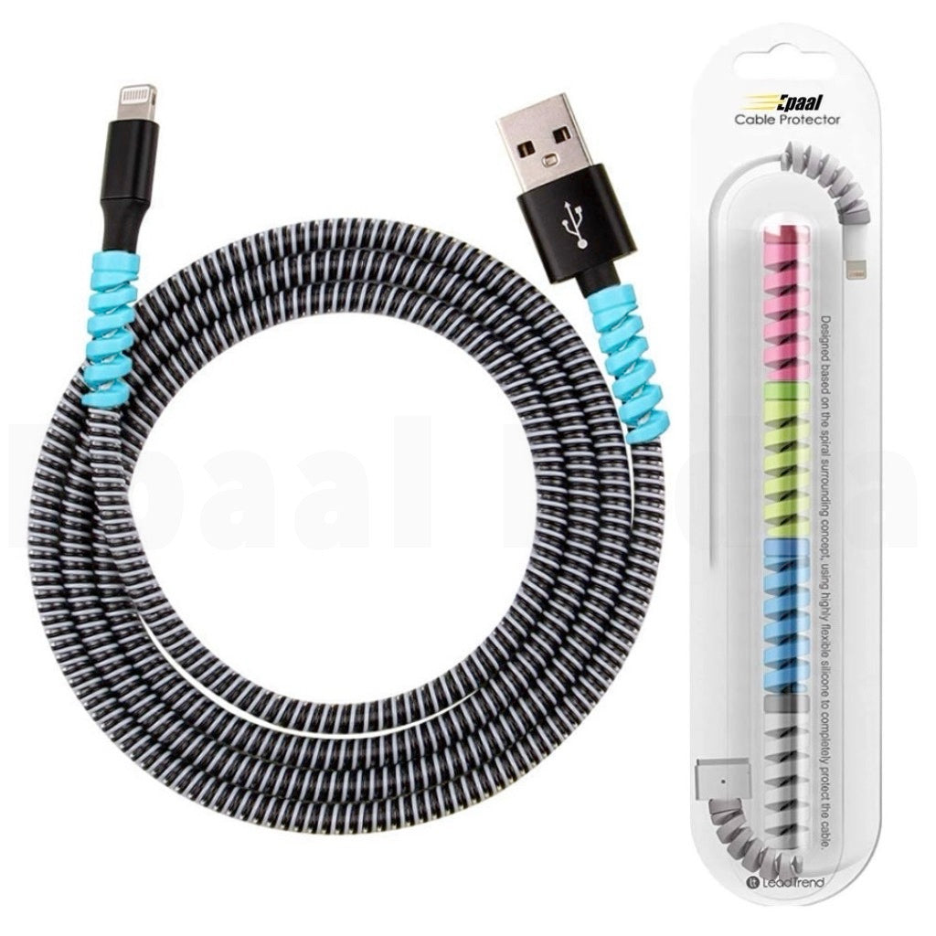 Epaal Combo Port Protector Sleeve (4pcs) with Spiral 1.6 Meter (1pc) Winder Full Cable Protector (Black)