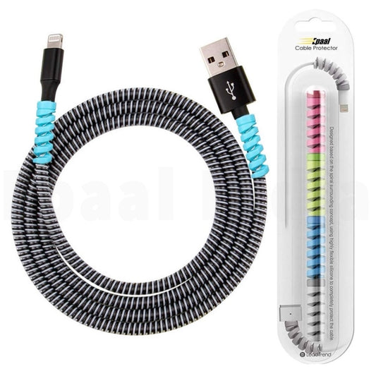 Epaal Combo Port Protector Sleeve (4pcs) with Spiral 1.6 Meter (1pc) Winder Full Cable Protector (Black)