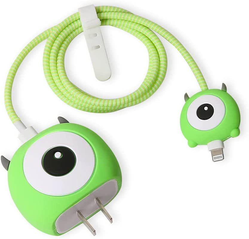 Epaal 4 pcs Cartoon 3D Design Protective Case for 18W 20W iPhone 15 14 13 12 11 Pro Max Fast Charging Cable Adapter Charger with Lightning Data Cable Case for iPhone Charger