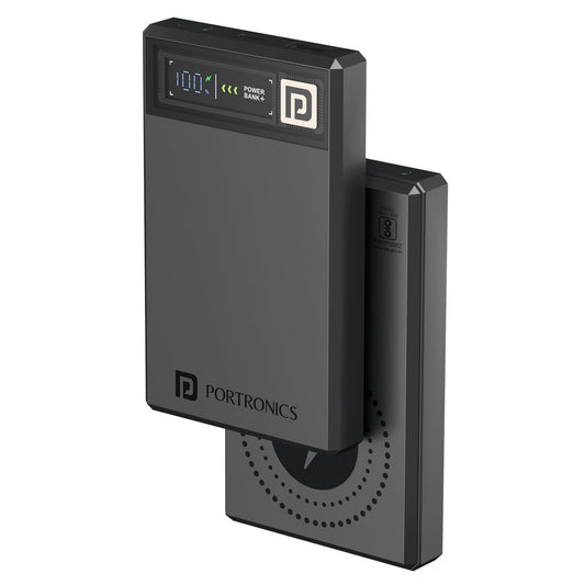 Portronics Luxcell MagClick 10k 10000 mAh 15W Magnetic Wireless Fast Charging Power Bank Premium Finish, 22.5 Wired Output