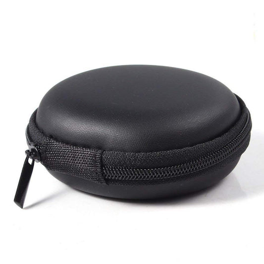 Epaal Mini Black Round Pouch with Zipper Pocket Carrying Earphones, Coins, Pendrive and Other Secretive Small Valuables