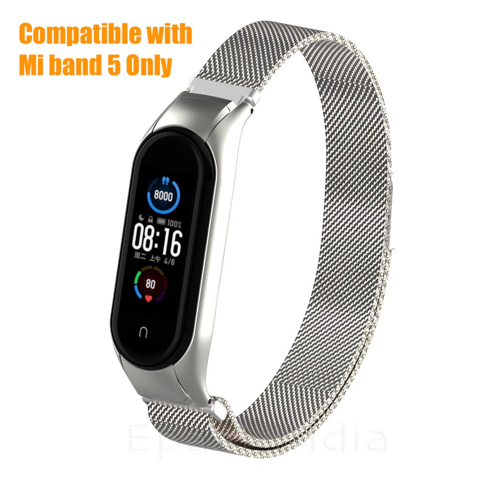 Epaal Mi Band 6 / Mi Band 5 Stainless Steel Magnetic Milanese Loop Mesh Strap