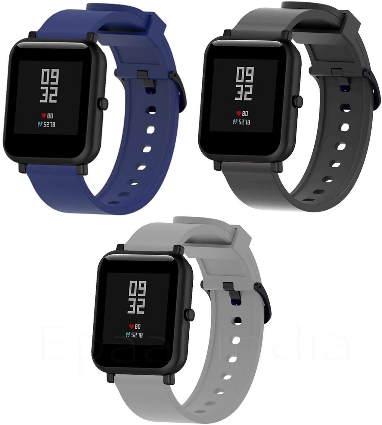 Epaal Pack of 3, 20mm Plain Color Straps for Realme Watch, Amazfit Bip, Amazfit GTS, Galaxy Watch Active 2, Gear S2 Classic, Samsung Gear Straps