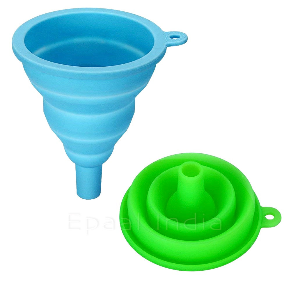 Epaal Collapsible Silicone Heat Resistant Funnel (10 cm) for Pouring Oil, Sauce, Water, Juice, Small Food-Grains (Random Color)