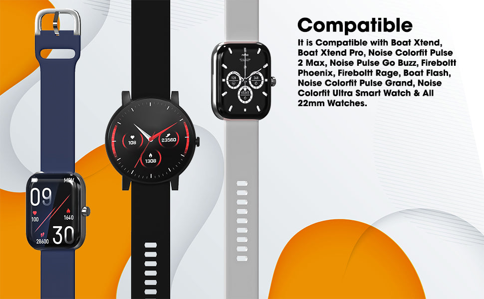 Epaal 22mm Universal Silicone Strap with InBuilt Loop for Samsung Watch 3 45mm / Samsung Gear S3 Classic/Frontier/Huawei GT2/Realme S/S Pro & more...
