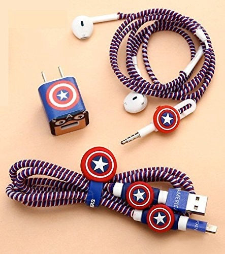 Epaal 8-in-1 Set of Spiral USB and Earphone Cable Protectors Winder, Sticker, Clips, Organizer Clip
