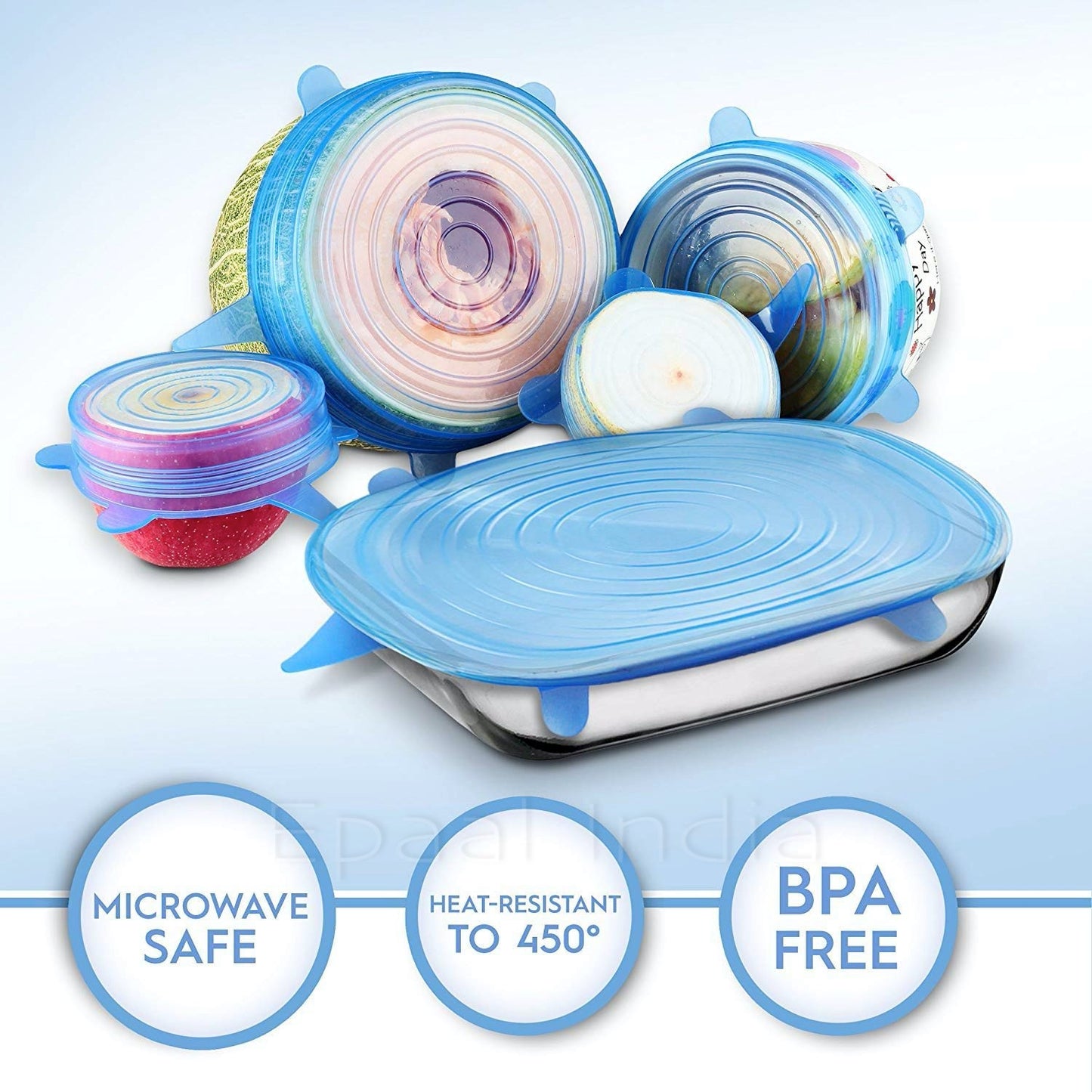 Epaal® Set of 6 Reusable Safety Silicone Stretch Dishwasher Lids Flexible Covers