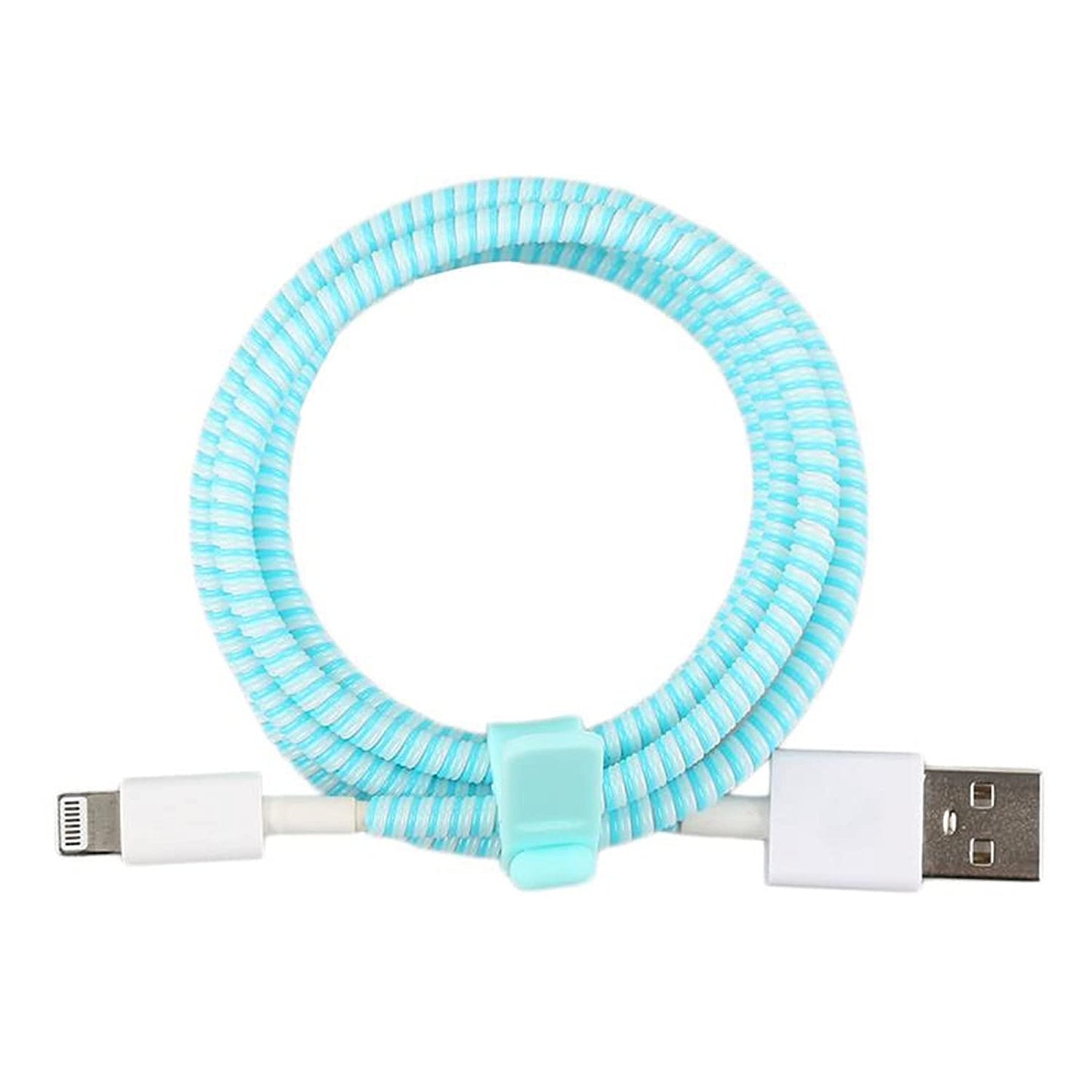 Spiral Triple Color (2 Pcs) 1.4 Meters Each-Full Size Cable Cord Charger Protector Saver Winder for iPhone & Android Charging Cables