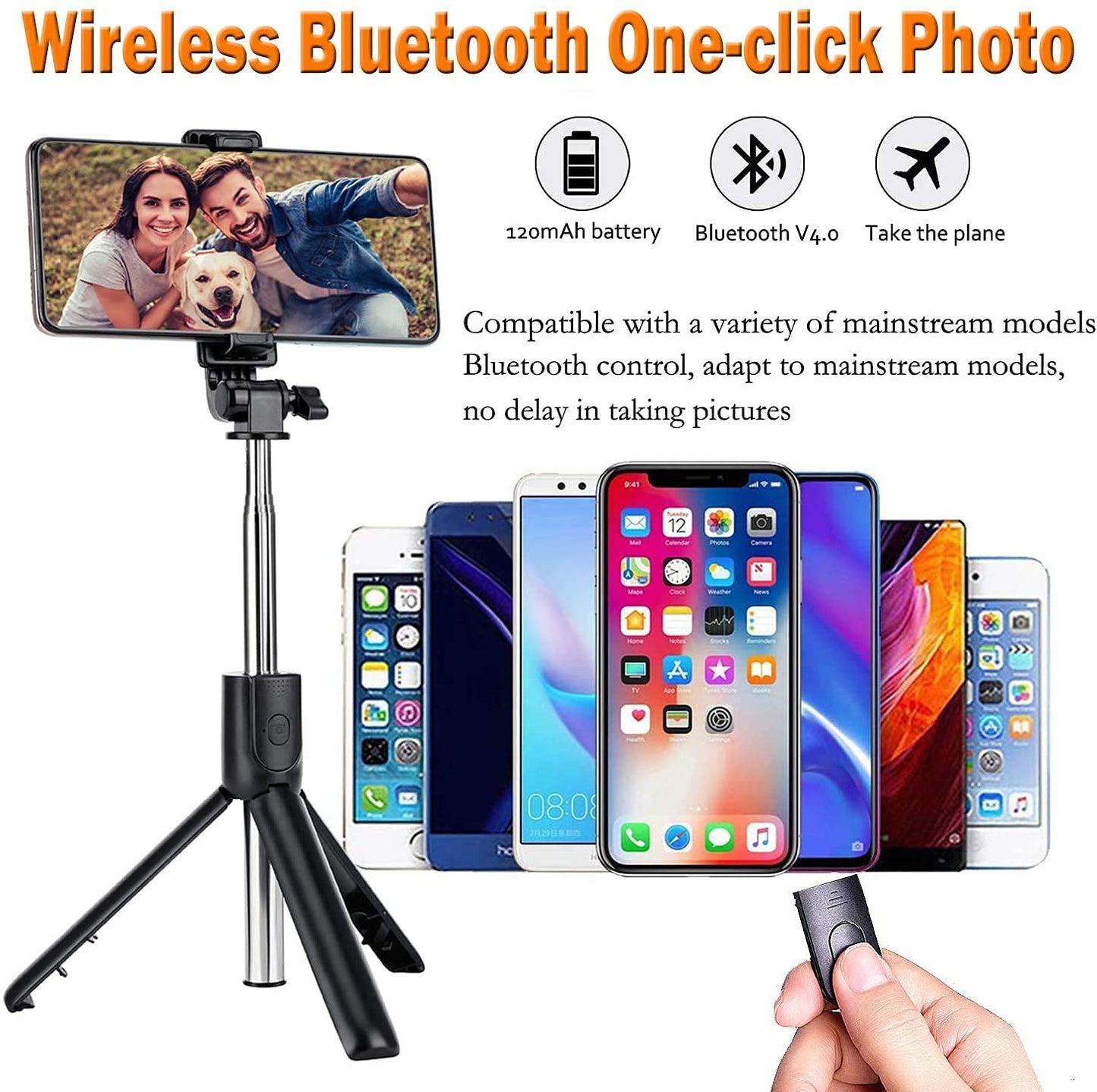 Epaal EPLR1B Bluetooth Selfie Stick Tripod - Black