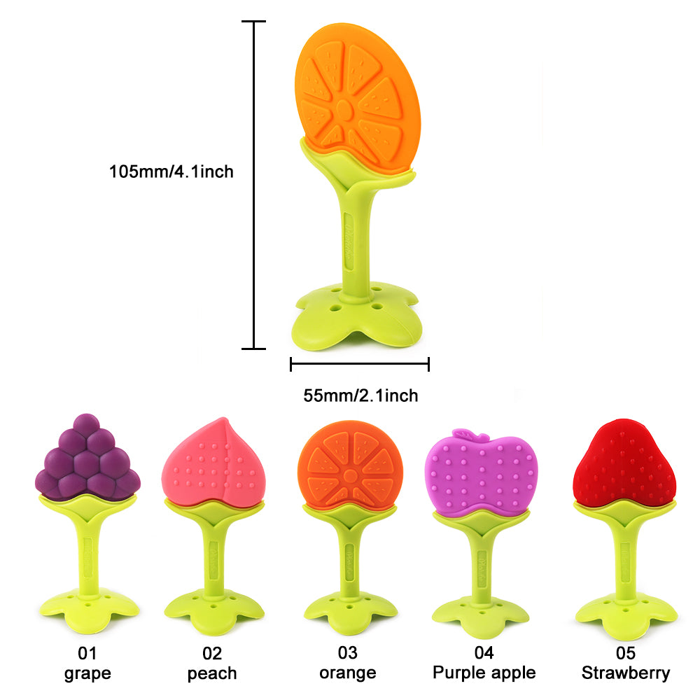 Epaal Fruit Shape Silicone Teether for Baby Soft Sensory Natural Silicone