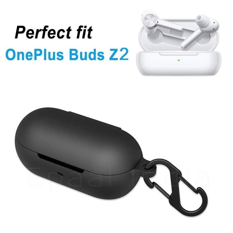 Epaal Silicone Case Cover for Oneplus Buds Z2, Protective Shockproof, Anti Fall Anti Dust with Hook