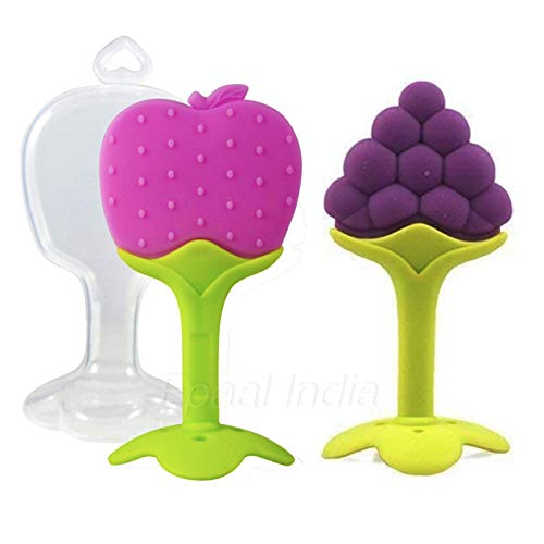 Epaal Fruit Shape Silicone Teether for Baby Soft Sensory Natural Silicone