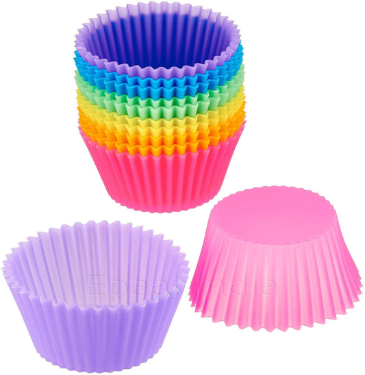 [Clearance] Reusable Silicone Round Moulds Set for Muffins, Cupcake, Jelly, Cake (Pack of 12)