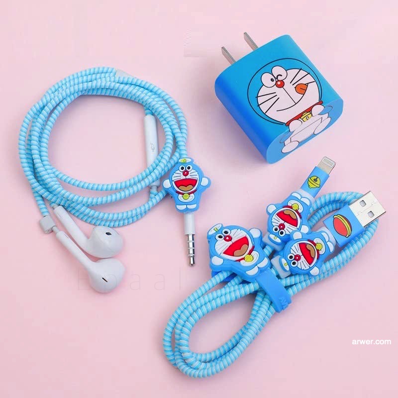Epaal 8-in-1 Set of Spiral USB and Earphone Cable Protectors Winder, Sticker, Clips, Organizer Clip
