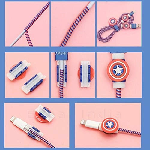 Epaal 8-in-1 Set of Spiral USB and Earphone Cable Protectors Winder, Sticker, Clips, Organizer Clip