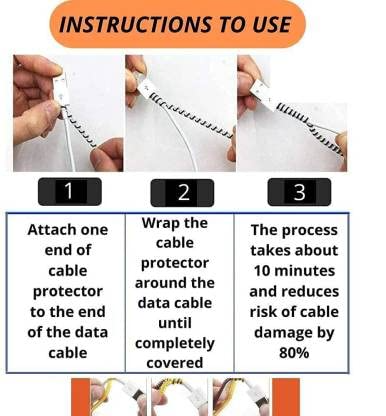 Spiral Triple Color (2 Pcs) 1.4 Meters Each-Full Size Cable Cord Charger Protector Saver Winder for iPhone & Android Charging Cables
