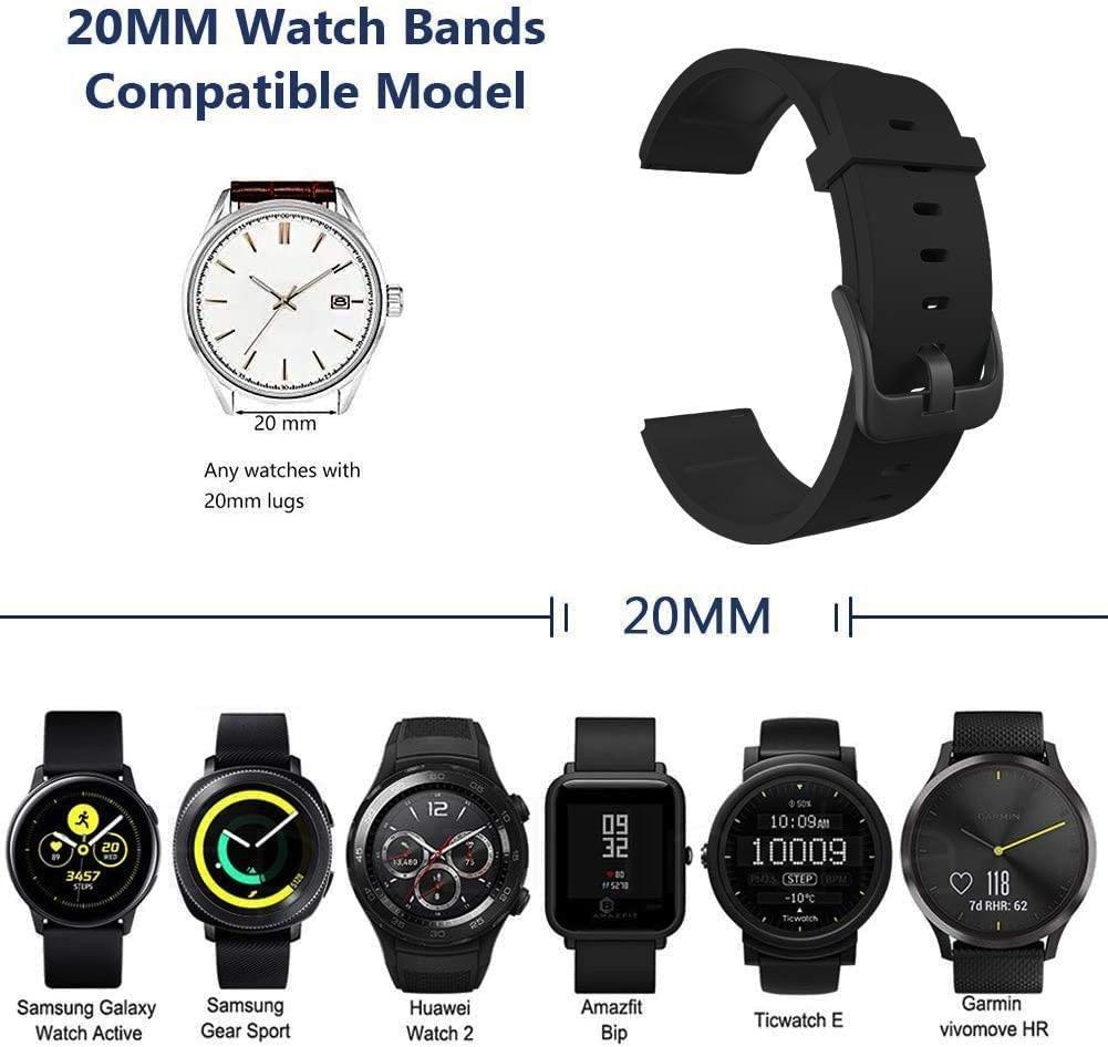 Epaal 20mm Plain Color Straps for Realme Watch, Amazfit Bip, Amazfit GTS, Galaxy Watch Active 2, Gear S2 Classic, Samsung Gear Trendy Watch Straps