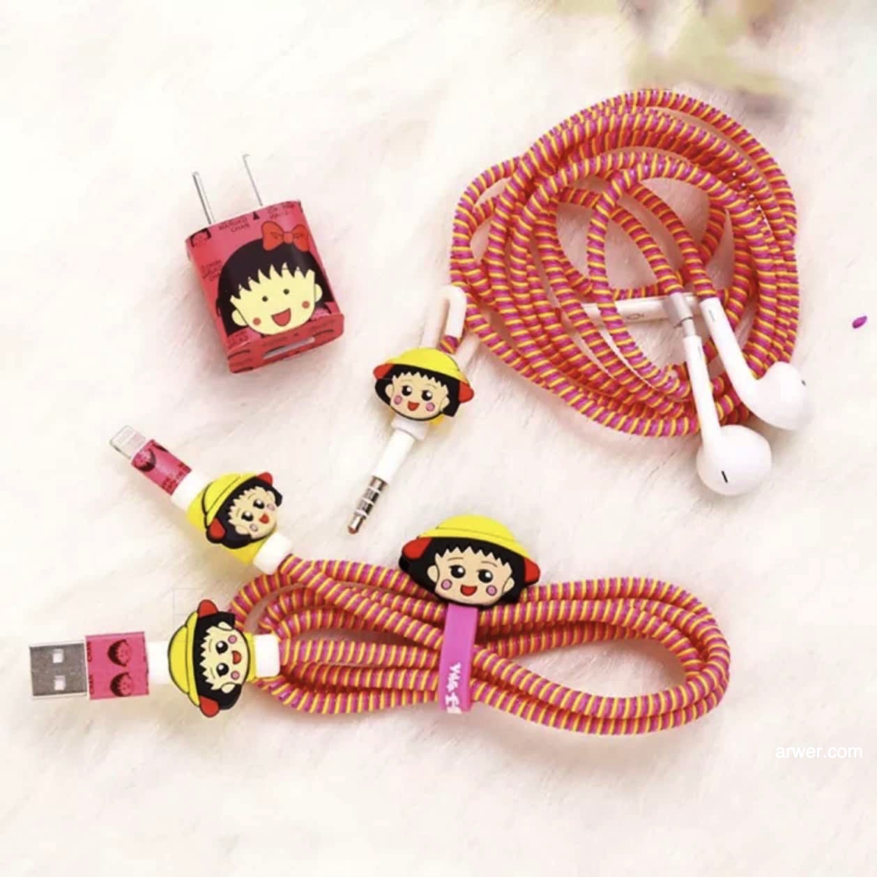 Epaal 8-in-1 Set of Spiral USB and Earphone Cable Protectors Winder, Sticker, Clips, Organizer Clip